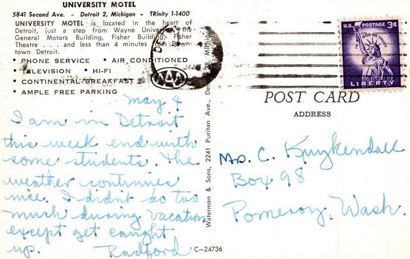 University Motel - Old Postcard (newer photo)